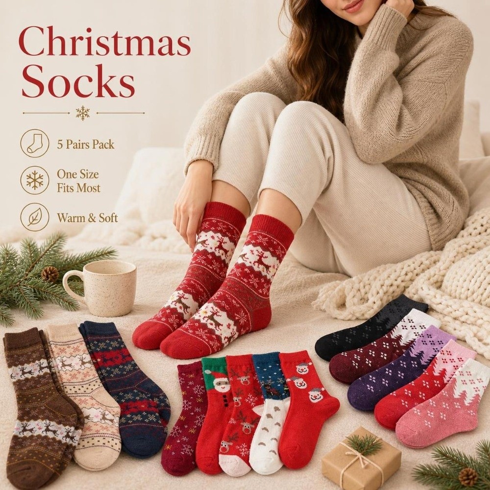 Thermal Sock Wool - 5 pares de meias de rena