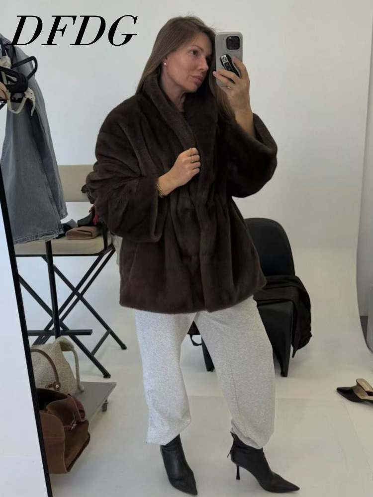 Wool Coat Peacoat - Dfdg feminino 2025 outono inverno simples