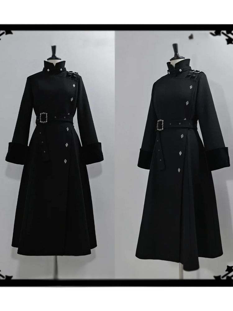 2025 inverno gótico com cinto  - Wool Coat Peacoat avaliação e preço