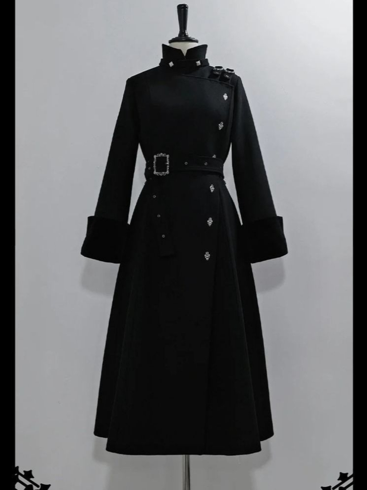 2025 inverno gótico com cinto  - Wool Coat Peacoat avaliação e preço