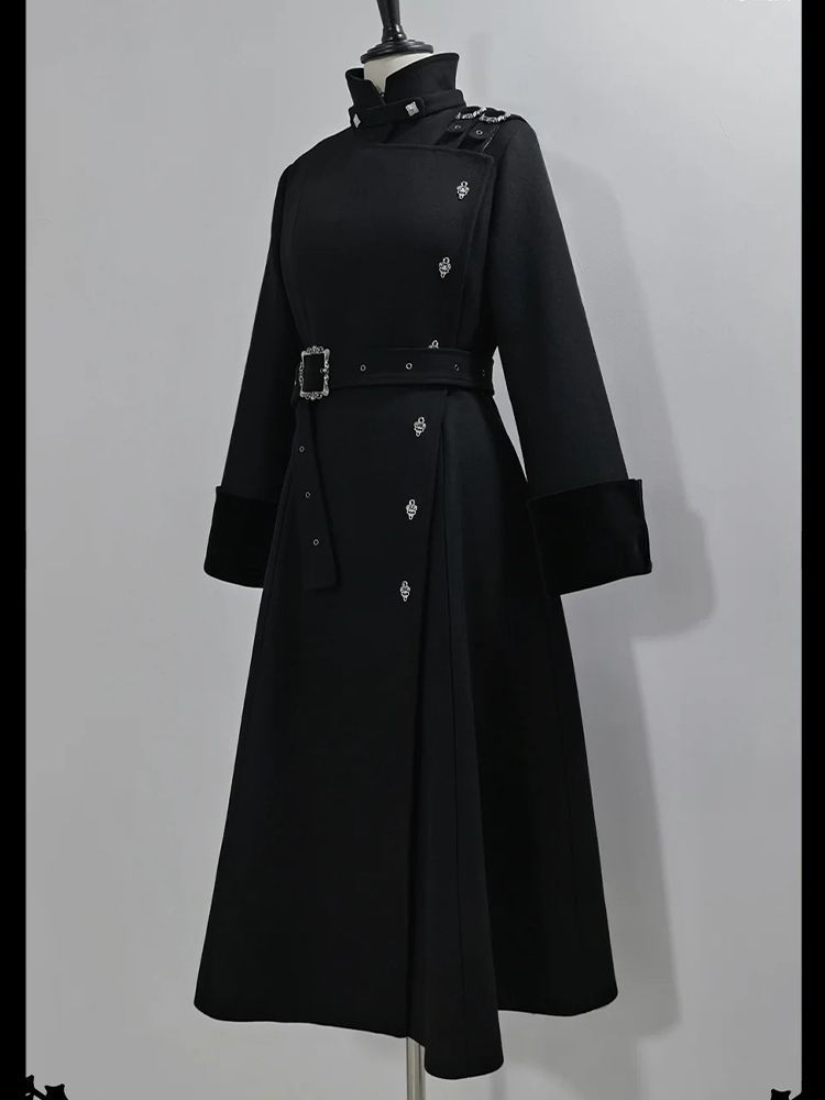 2025 inverno gótico com cinto  - Wool Coat Peacoat avaliação e preço