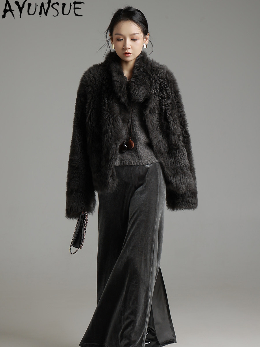 AYUNSUE Casaco de Pele de Ovel - Wool Coat Peacoat avaliação e preço