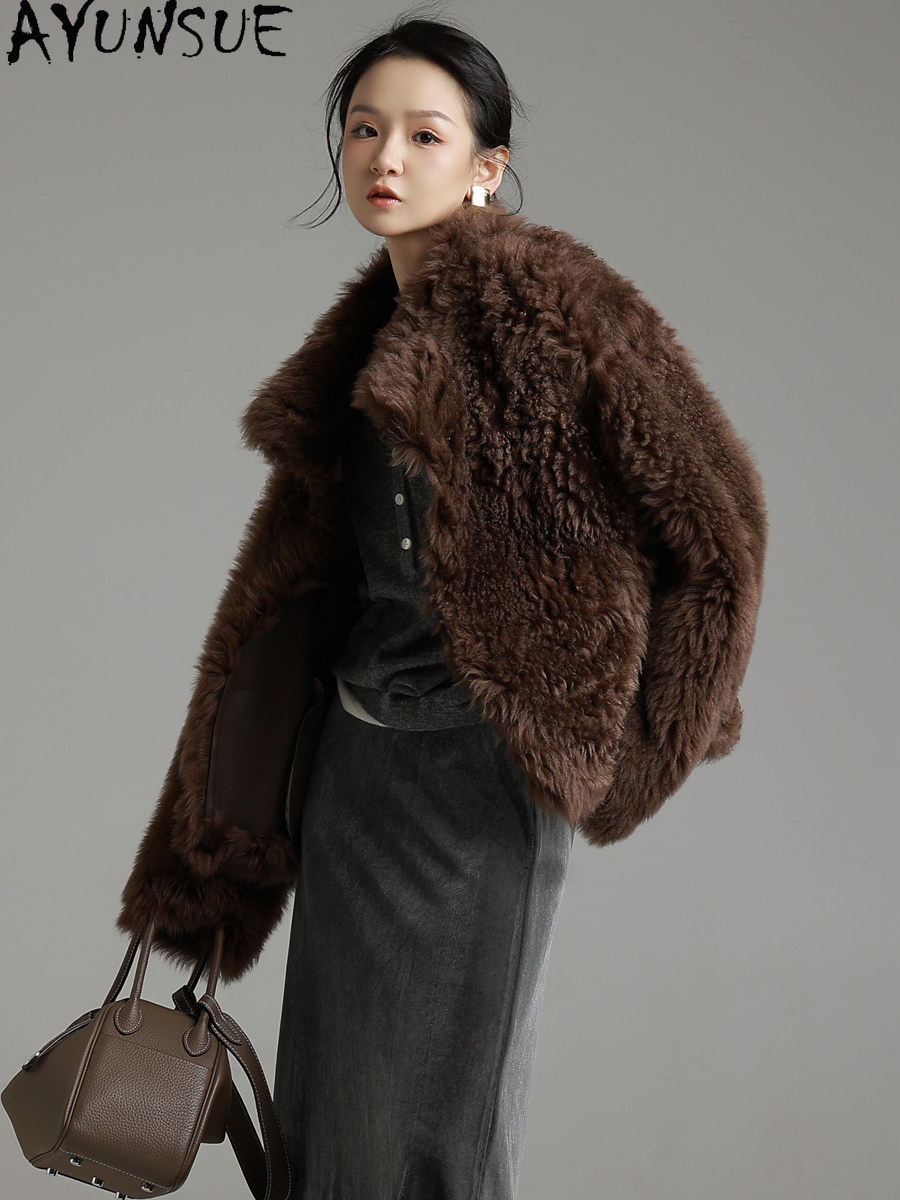 AYUNSUE Casaco de Pele de Ovel - Wool Coat Peacoat avaliação e preço