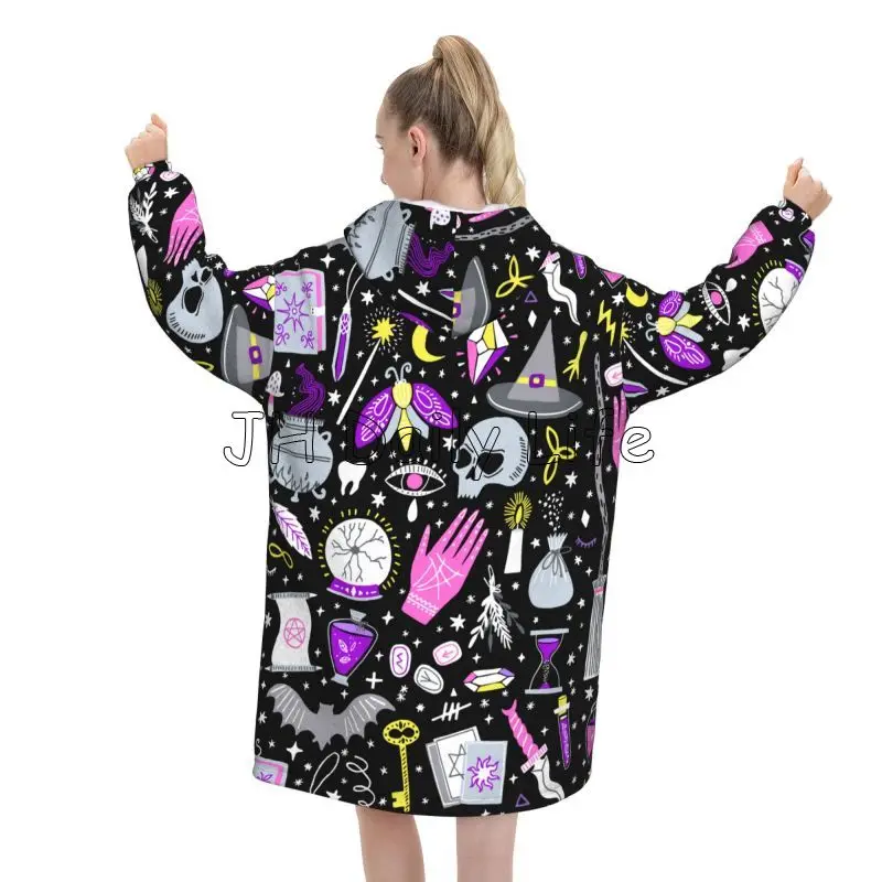 Magia bruxa goth cobertor de g - Sherpa Hoodie Fleece avaliação e preço