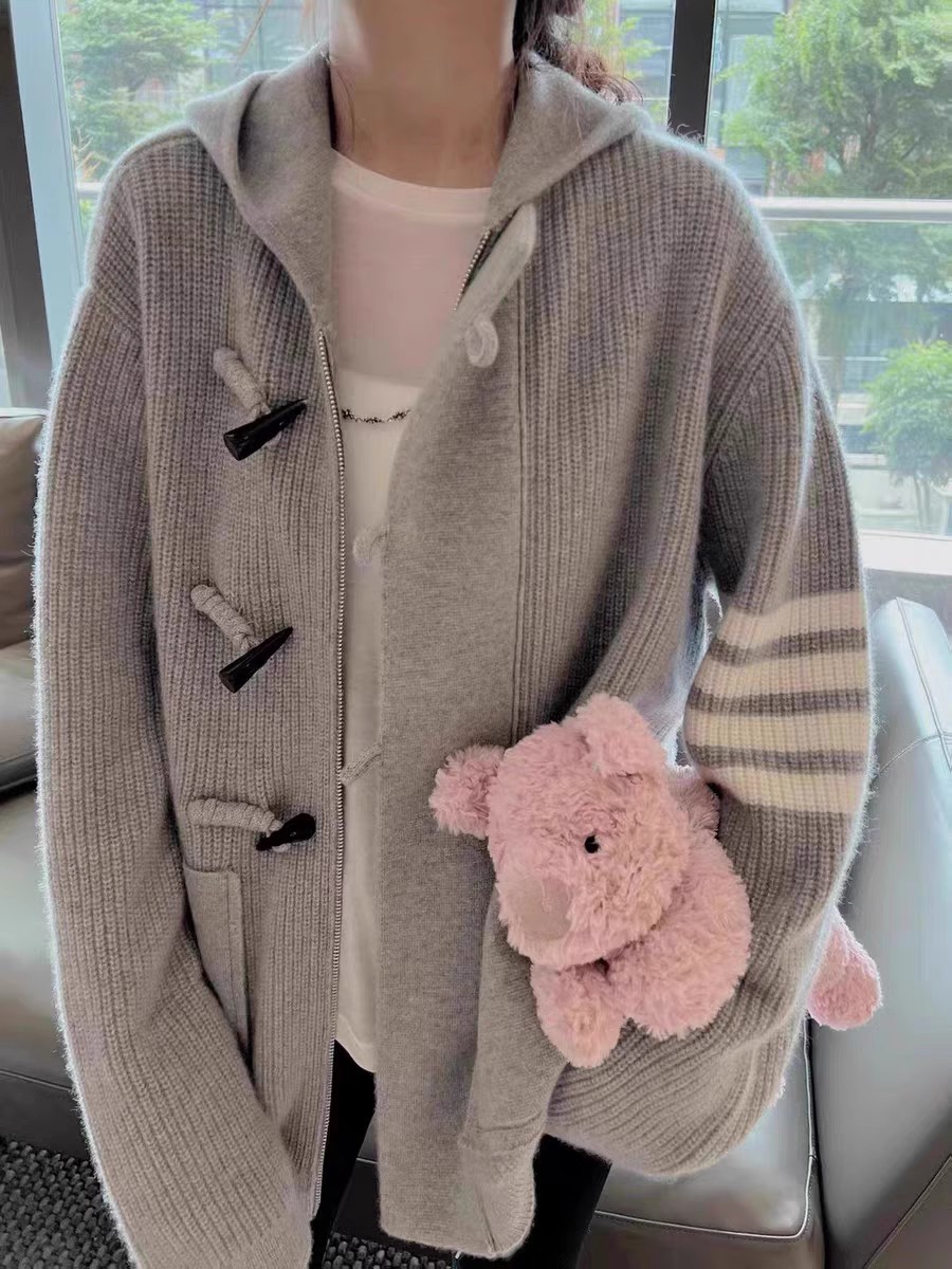 Cardigã de malha com capuz TB  - Wool Coat Peacoat avaliação e preço