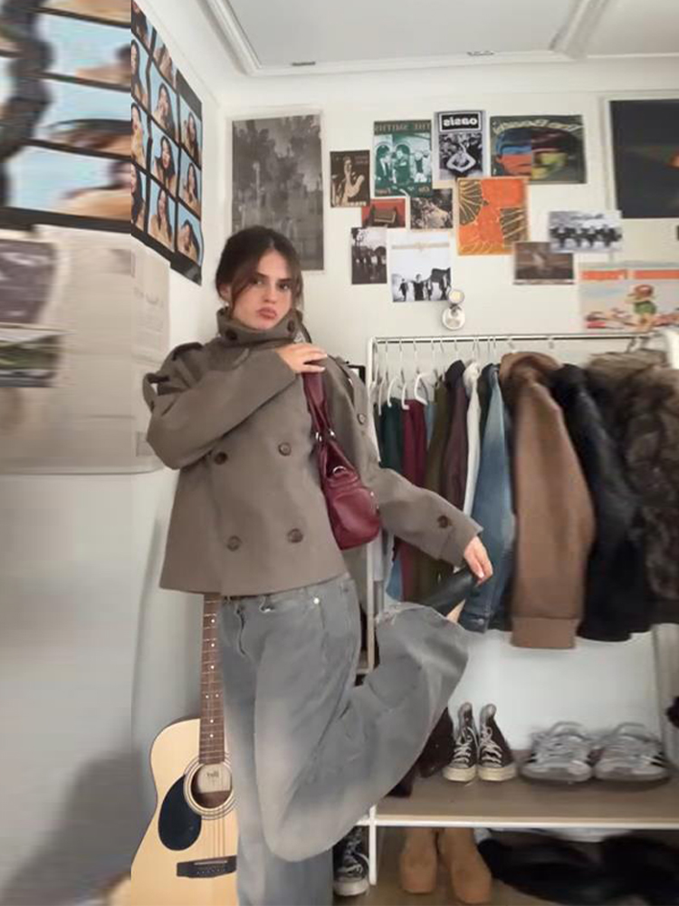 Jaqueta Feminina Marrom Curta  - Wool Coat Peacoat avaliação e preço