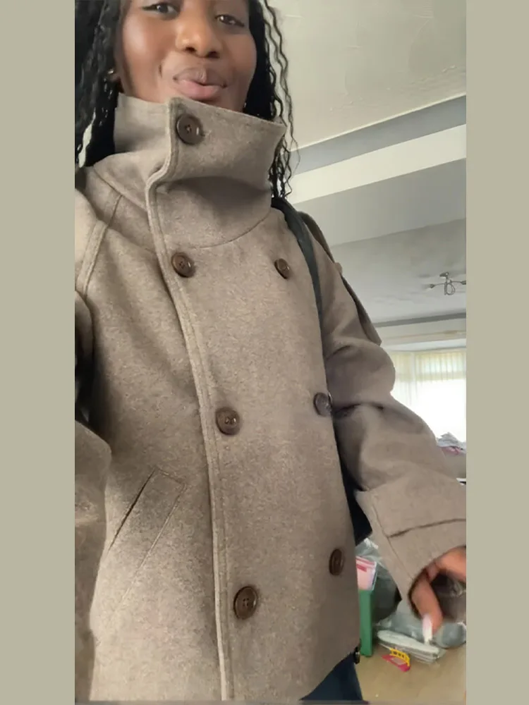 Jaqueta Feminina Marrom Curta  - Wool Coat Peacoat avaliação e preço