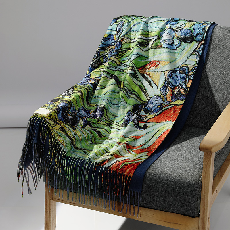 Marca de luxo pintura a óleo c - Wool Scarf Men avaliação e preço
