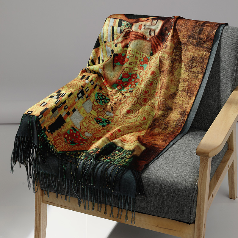 Marca de luxo pintura a óleo c - Wool Scarf Men avaliação e preço
