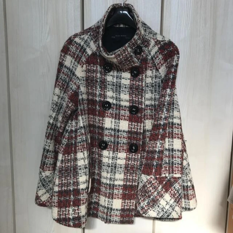 Casaco Feminino Xadrez Quente  - Wool Coat Peacoat avaliação e preço